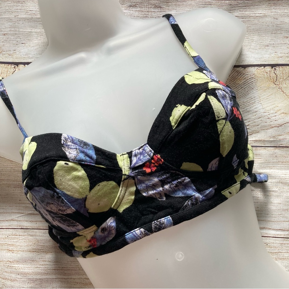 Free People Intimately Demi Bralette Women’s Medium Black Green Blue